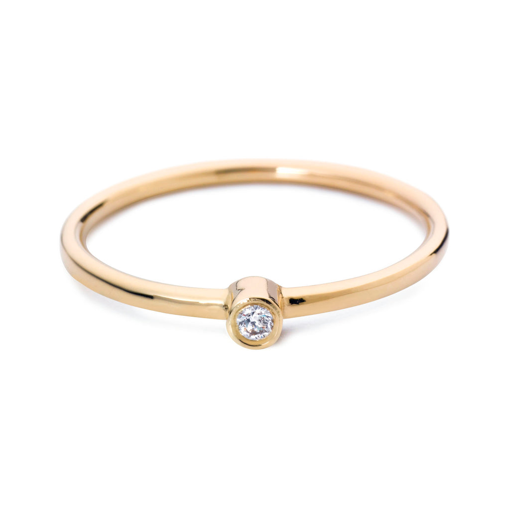 Miss Spring "Button Diamant" Geel Gouden Ring MSR024DIGG
