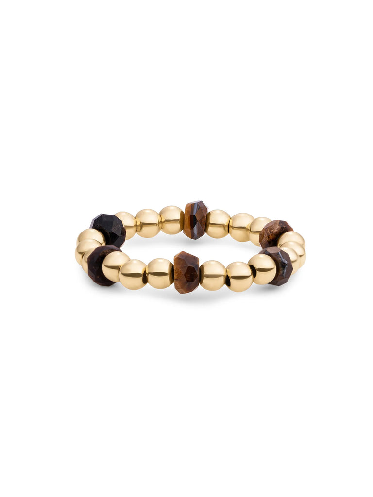 Sparkling Jewels Kralen Ring Facet Roundel Tiger Eye SRI-G-RDL-G09