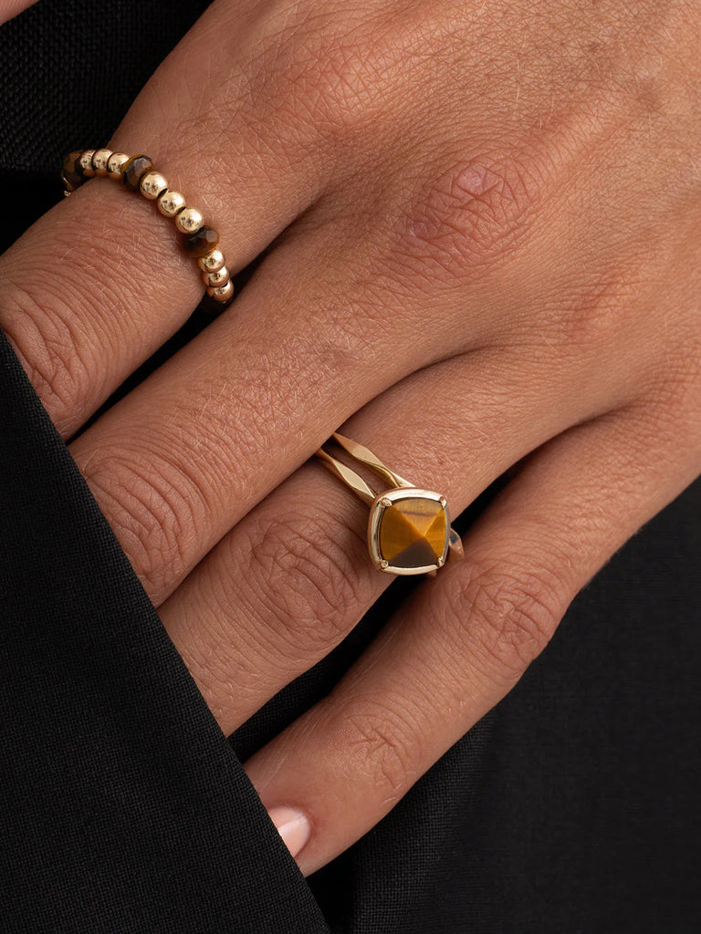 Sparkling Jewels Kralen Ring Facet Roundel Tiger Eye SRI-G-RDL-G09