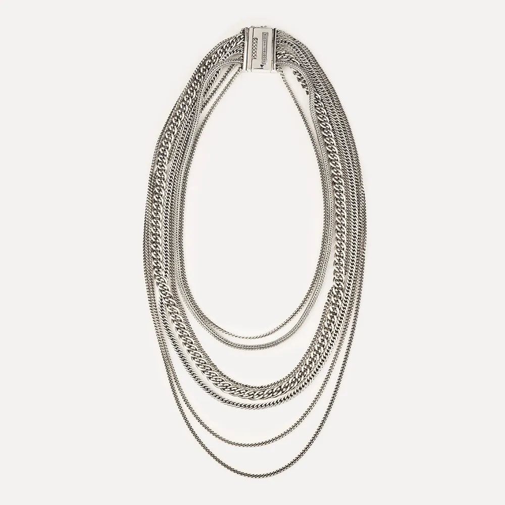 Buddha to Buddha 640 Nathalie Multi Chain Necklace Zilver