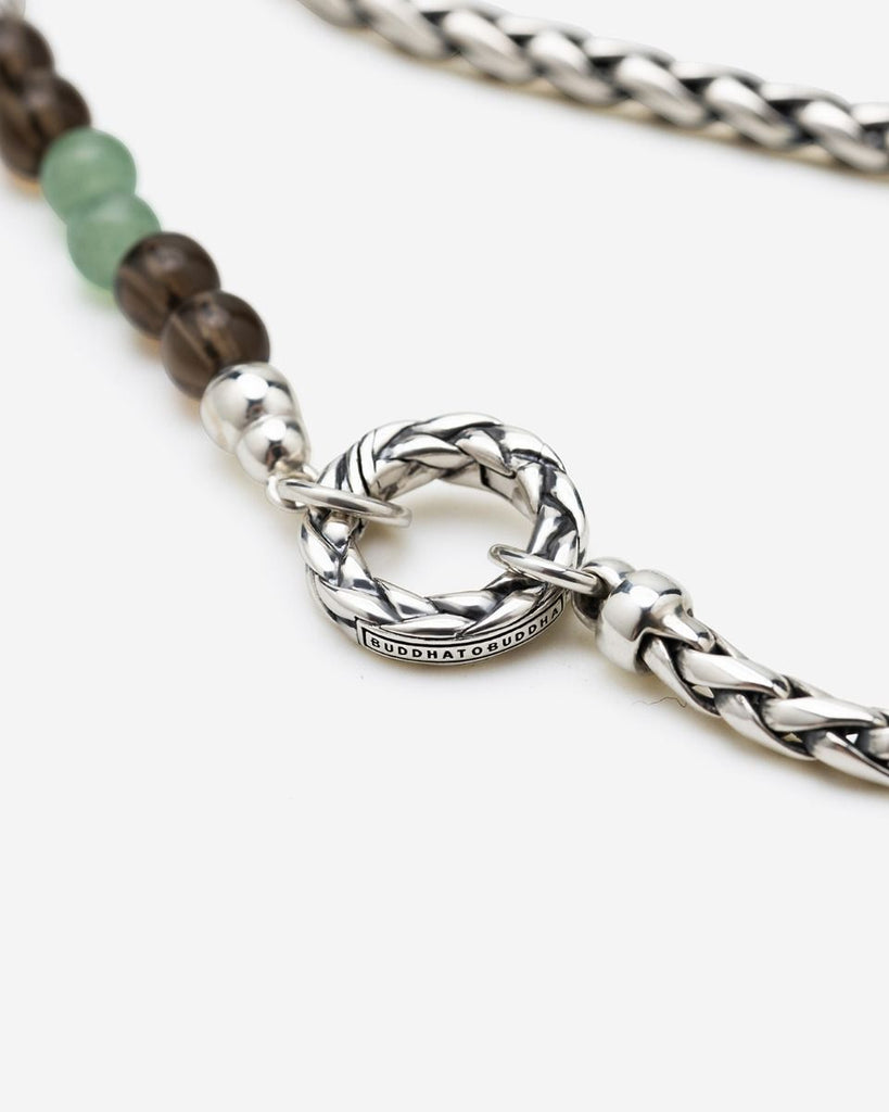 Spirit Bead Stacking Ketting 177AV Aventurine Smokey Quartz Zilver 45 cm