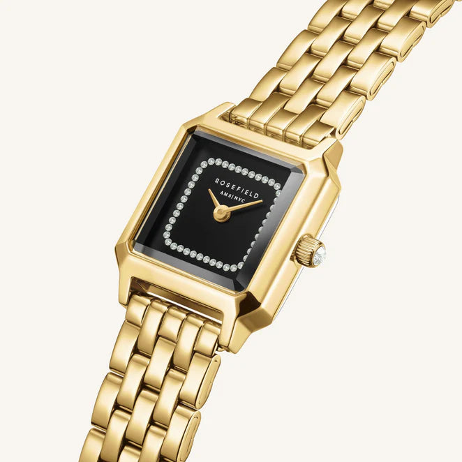 Rosefield Boxelle Black Crystals Frame horloge  BBGSG-B09