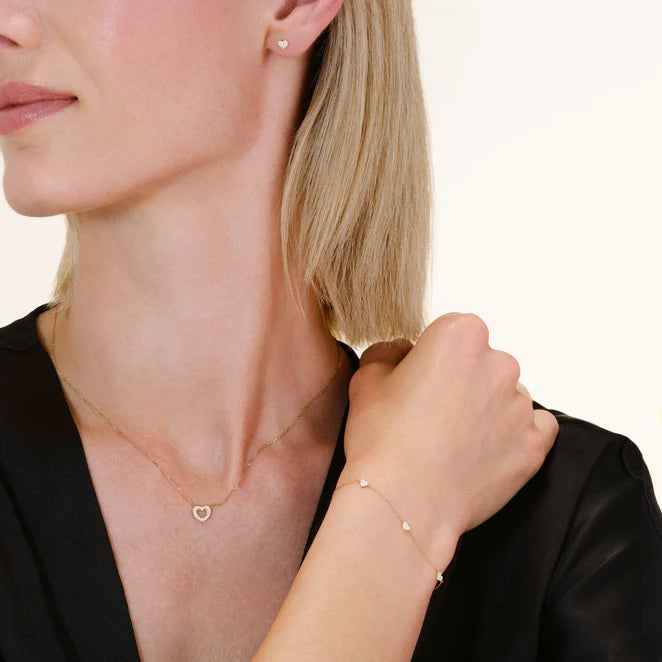 Rosefield 14kt Lab Daimonds Heart Pave Studs