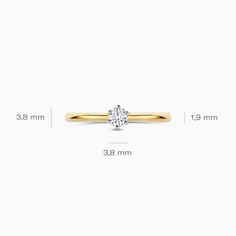 Blush Lab Diamonds ring 14K geel goud met lab diamant LG1036B/54