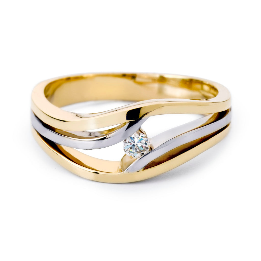 by R&C ring Diamonds Aubrey bi-color gouden ring RIN0035 0.03crt