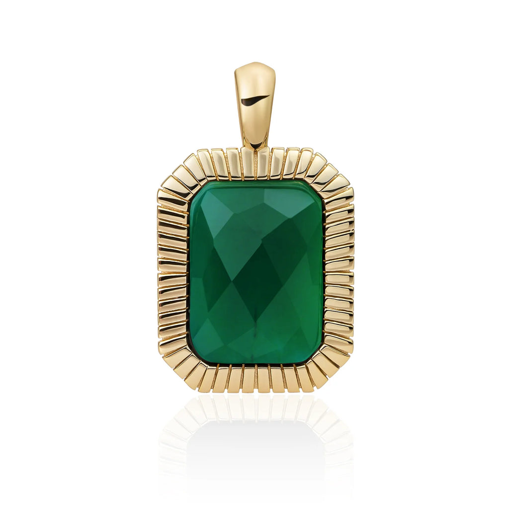 Sparkling Jewels zilveren gold plated Baguette Pendant Green Onyx SPG23-G53