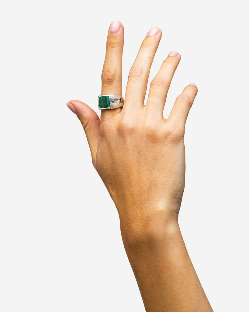 Tannguh Small Ring Malachite Zilver 046MA