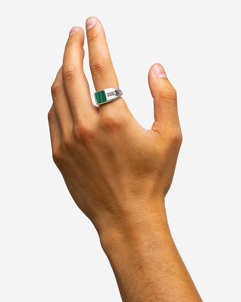 Tannguh Small Ring Malachite Zilver 046MA