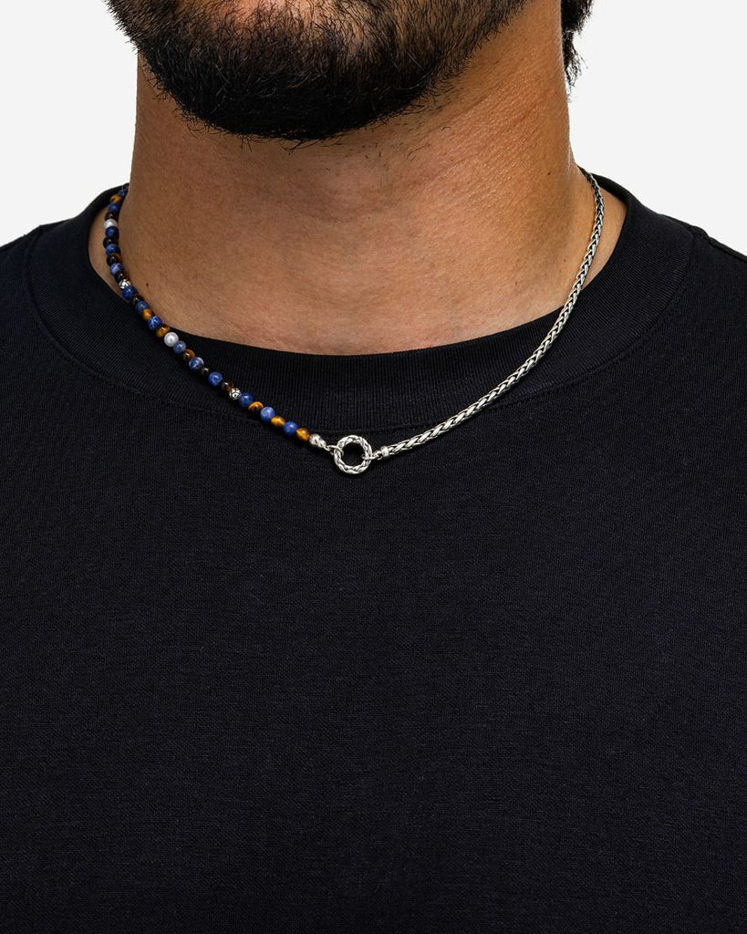 Spirit Bead Stacking Ketting 177TIS Tiger Eye Sodalite Zilver 45 cm