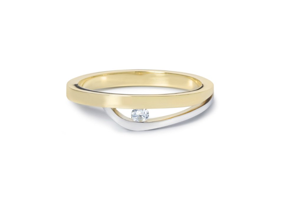 by R&C Diamonds Ines bi-color ring RIN0130S 0.04crt. 14 KTS