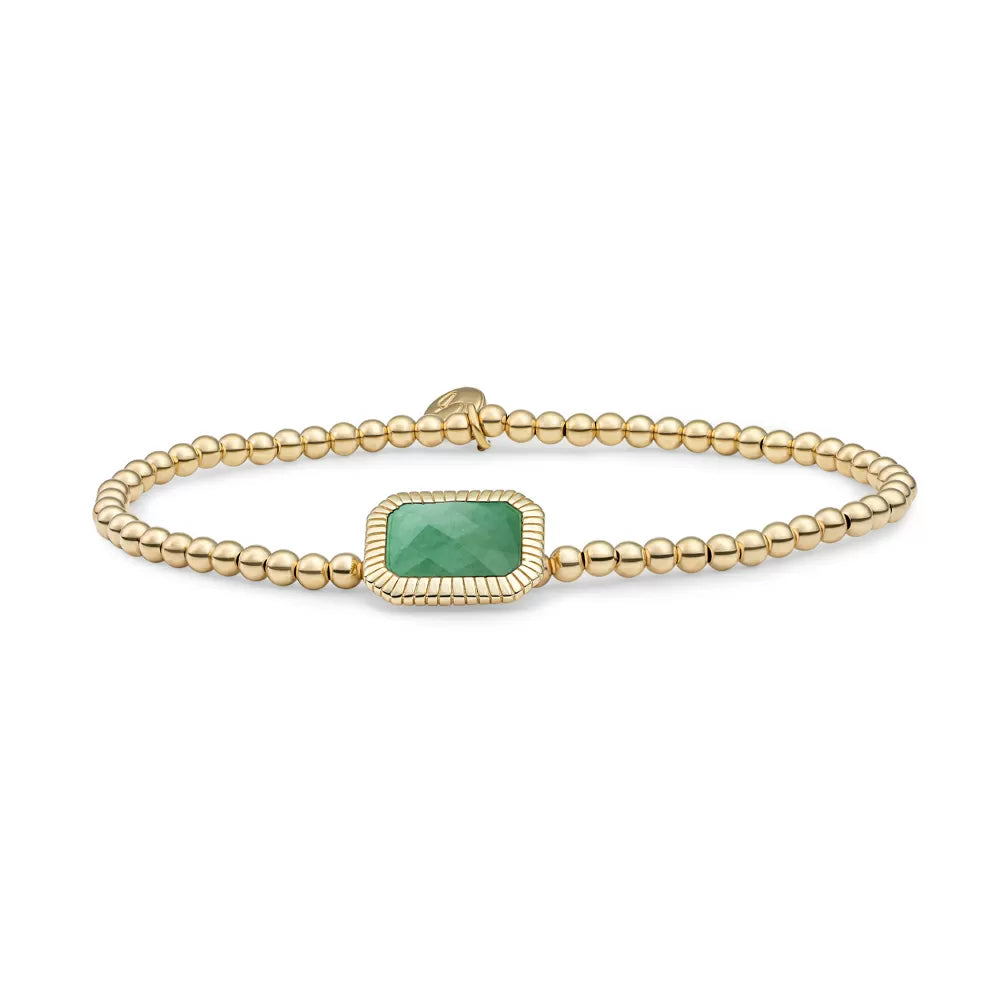 Sparkling Jewels armband Baguette Green Aventurine SB-G-3MM-BAG29