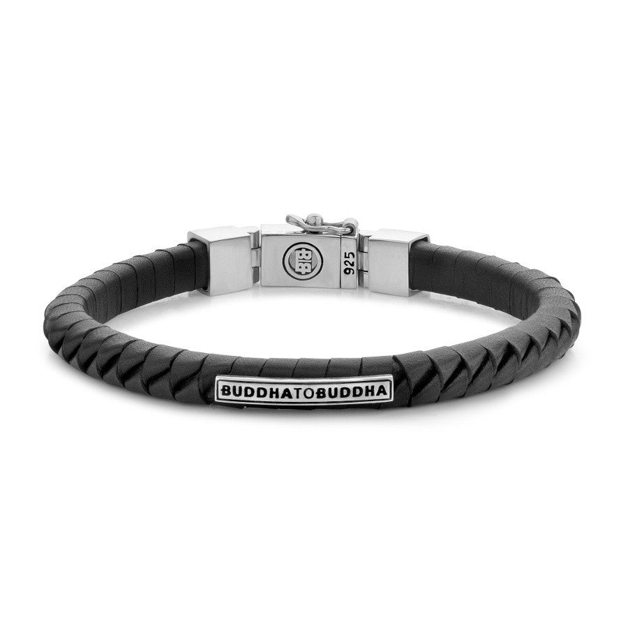 Buddha To Buddha armband 162BL Komang Small Leather Black