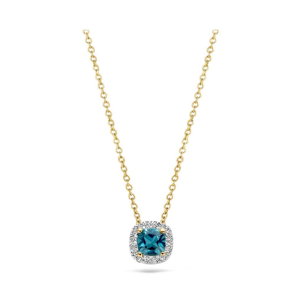 Blush Diamonds collier - 14K geel- en wit goud met diamant en london blue topaz 3607YDL