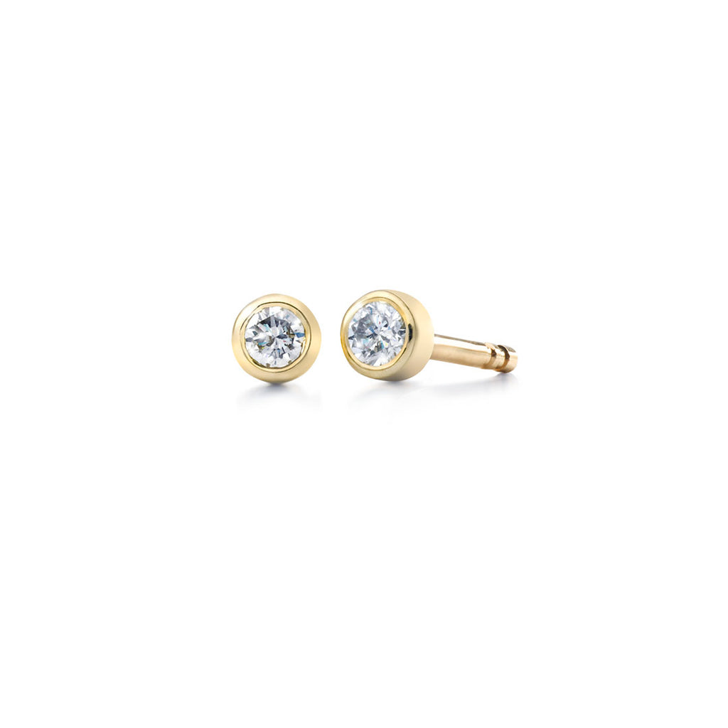 Miss Spring "Button Diamant" Geel Gouden Oorstekers MSO024DIGG