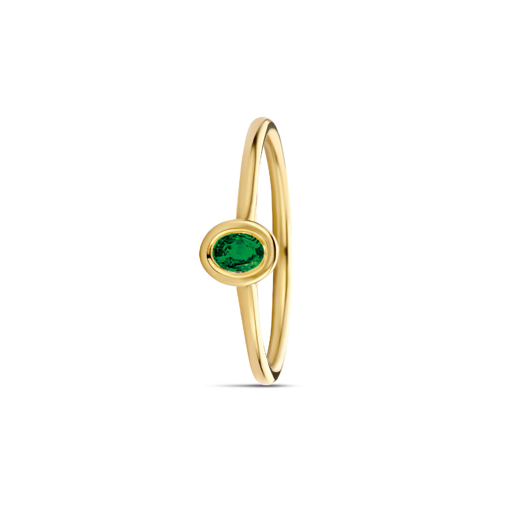 Miss Spring "Brilliantly Bezel" Geel Gouden Ring Smaragd MSR612GG-SM