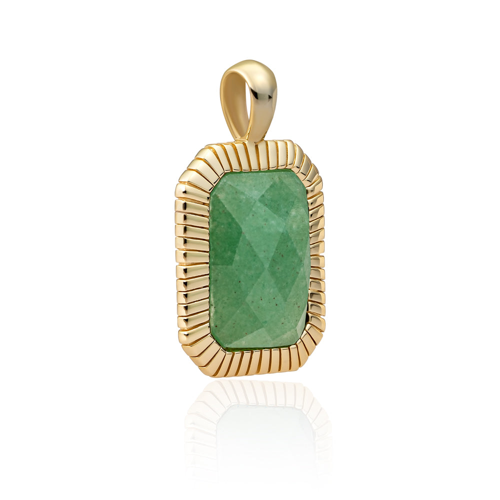 Sparkling Jewels zilveren gold plated Baguette Pendant Green Aventurine SPG23-G29